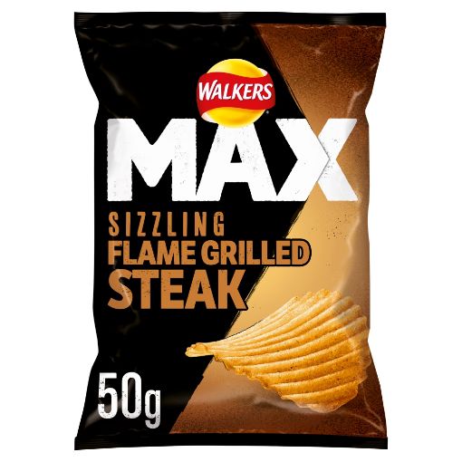 Picture of Walkers Max Sizzling Flame Grilled Steak Crisps 24 x 50g