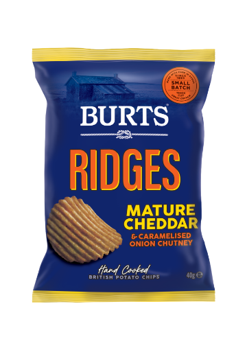 Picture of Burts Ridges Mature Cheddar & Caramelised Onion Chutney 20 x 40g